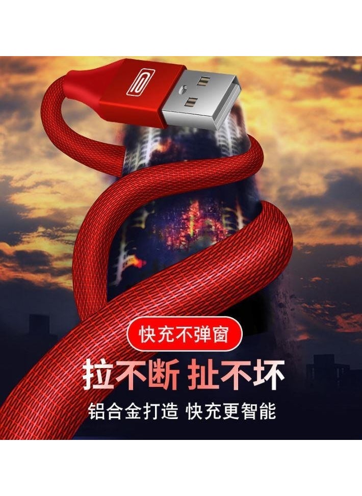 Earldom EC-015 Type C 2.1A Fast Charging and Data Cable with Red Braided Rope for Phones