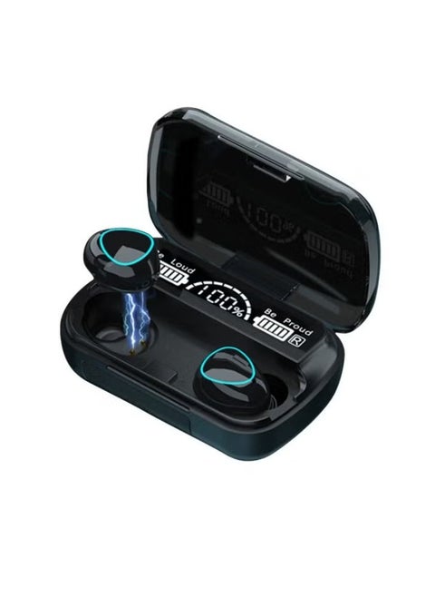 M10 Bluetooth 5.1 True Wireless Earbuds – Black In-Ear TWS Bluetooth Earphones with Digital Battery Display, Stereo HD Sound, Built-in Microphone, Noise Isolation, Touch Controls & Portable Charging Case – Lightweight, Secure Fit for Sports & Daily Use