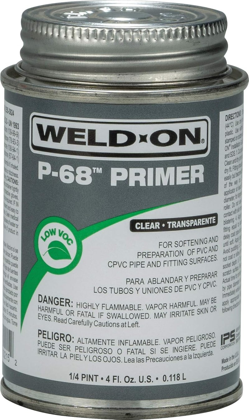 IPS Weld-On 10215 P-68 PVC/CPVC Non-Bodied Primer - Fast Acting and Low-VOC, Clear, 1/4 Pint (4 fl oz) - Image 5