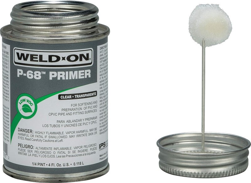 IPS Weld-On 10215 P-68 PVC/CPVC Non-Bodied Primer - Fast Acting and Low-VOC, Clear, 1/4 Pint (4 fl oz) - Image 3