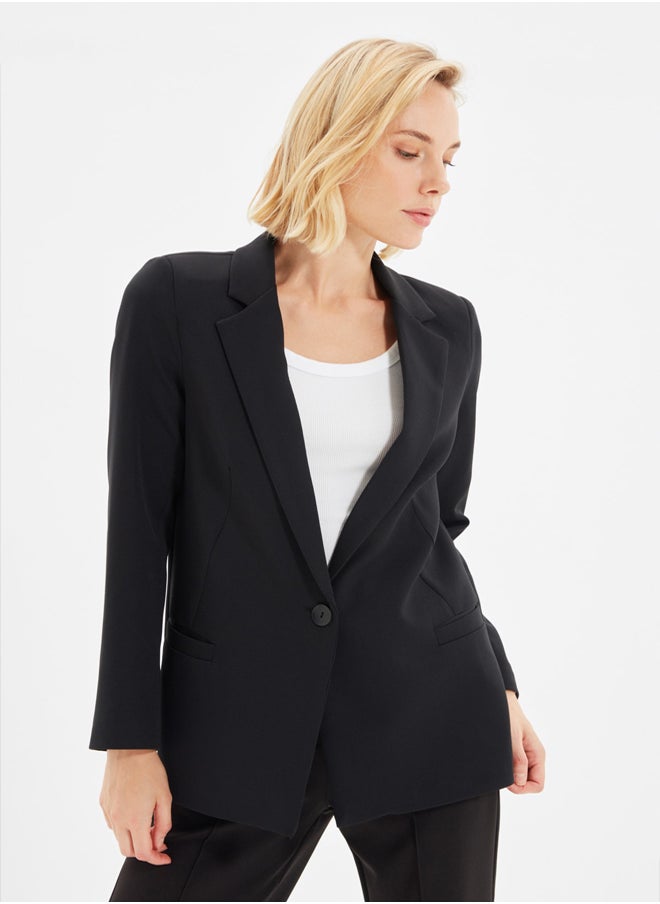trendyol - Black Regular Woven Blazer Jacket with Liner TWOAW20CE0316. - Image 1