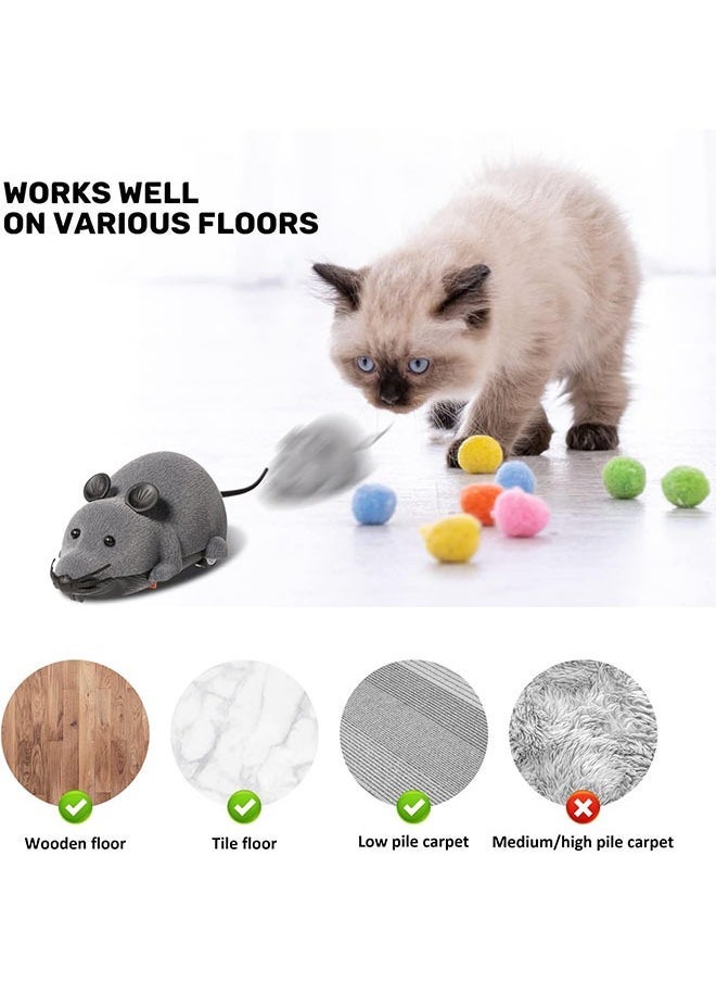 ZVEV Wireless Remote Control Mouse Toy, Wireless Control Realistic Rat Scary RC Mice Toy For Cat Kitten Dog Pet Novelty Gift Trick Bugs, Kids Children Birthday Present (Light Grey)  - Image 3