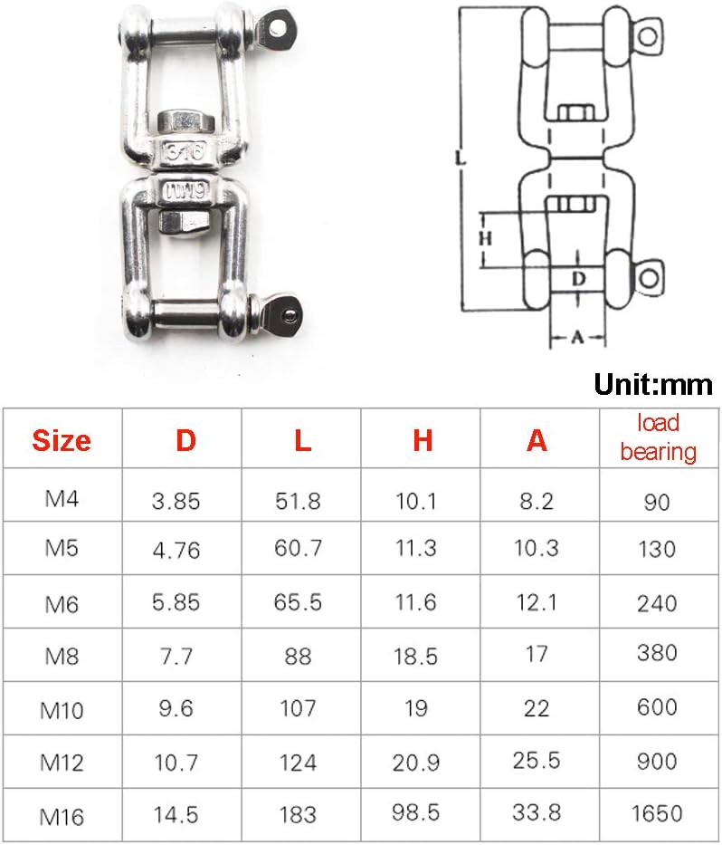 Flomore Swivel Double Shackle 304 Stainless Steel Boat Anchor Chain Connectors - Image 5