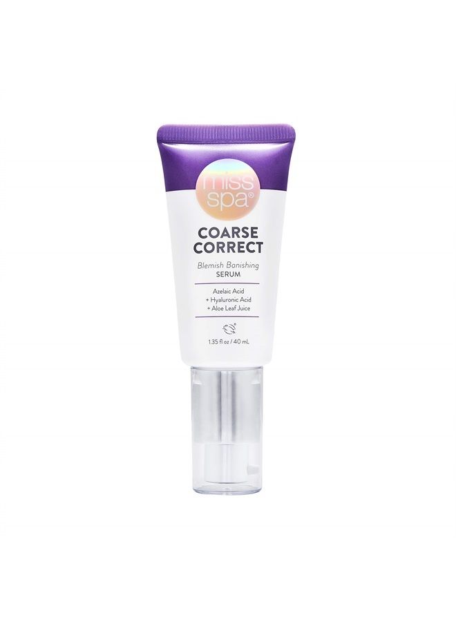 Miss Spa Coarse Correct Blemish Banishing Face Serum for Women, Acne Fighting, Hyaluronic Acid and Aloe Leaf, 1.35 Oz.