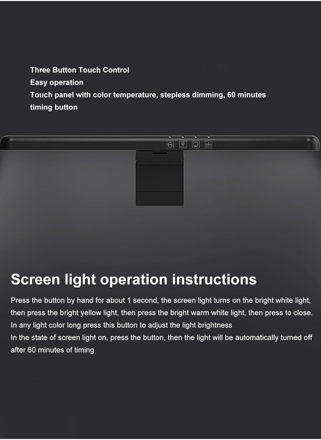 Joshberg Curved Monitor Light Bar,3 Color Temperature Adjustable, Stepless Dimming Computer Light with RGB Backlight, Eye Care No Screen Glare Monitor Desk Lamp,40cm  - Image 3