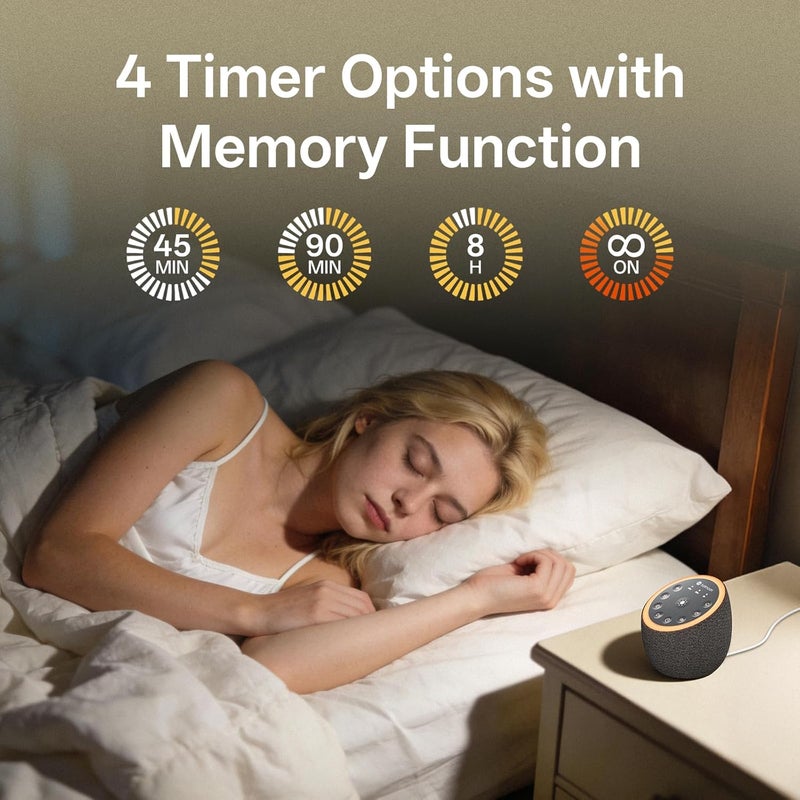 Hotmoon Sleep Sound Machine White Noise Machine 40 Non Looping Sounds 8 Night Light Colors 4 Timers 32 Adjustable Volume Memory Function Brown Noise Sounds Machine for Baby Kids Adult Plug-in, Black - Image 5