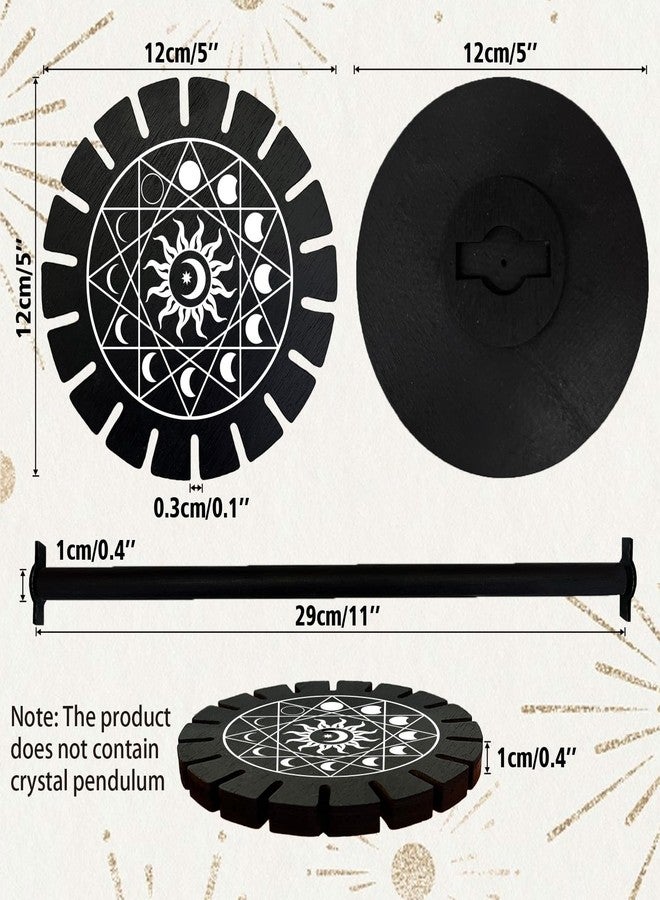 AHANDMAKER Pendulum Display Stand Wooden Pendulum Display Stand Stones Rocks Crystal Pendulum Holder with 18 Slots for Crystals Necklaces Accessories Decoration Spirit Altar Decoration - Geometric Moon Phases - Image 2