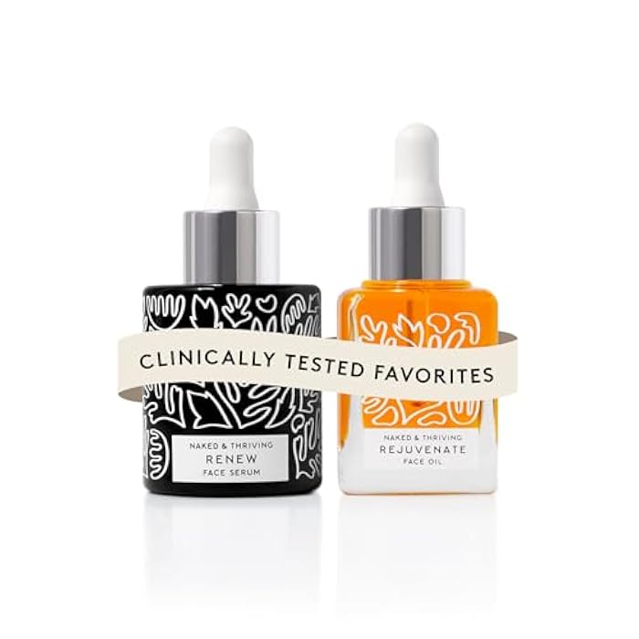 Naked + Thriving Naked & Thriving The Night Set | Renew Resurfacing Night Serum (30 mL) + Rejuvenate Restorative Face Oil (35 mL) with Hyaluronic Acid, Argan & Sea Buckthorn Oils and Fruit AHAs (Set of 2) - Image 1