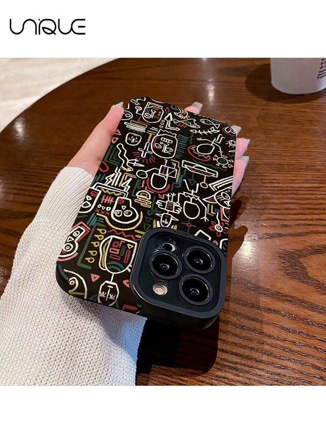 Unique Compatible with iPhone 16 Pro Max Case - Pencil Drawing Phone Case - Graffiti Line Phone Case - Stylish TPU Drop Protection - Image 3