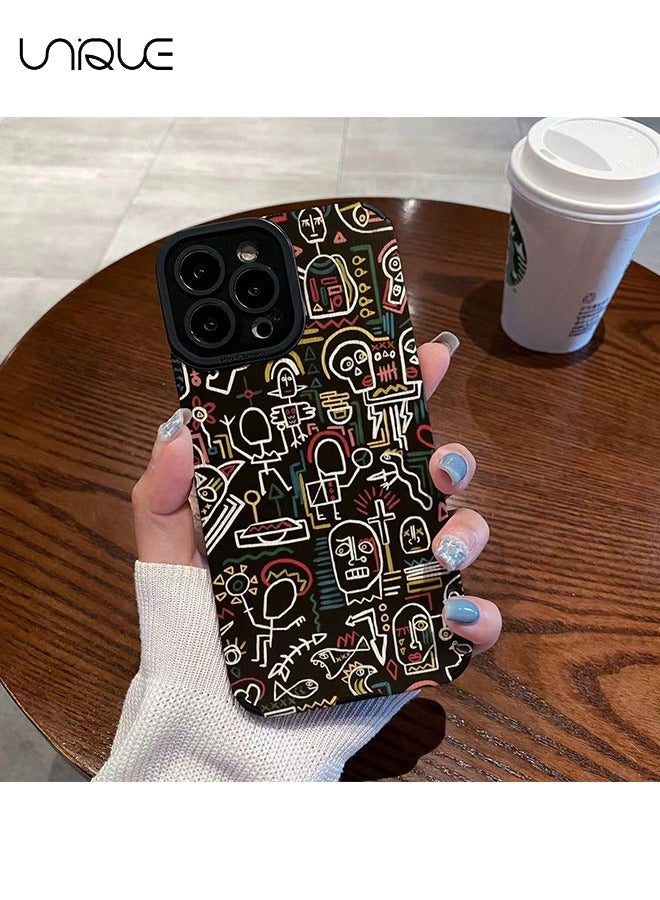 Unique Compatible with iPhone 16 Pro Max Case - Pencil Drawing Phone Case - Graffiti Line Phone Case - Stylish TPU Drop Protection - Image 1