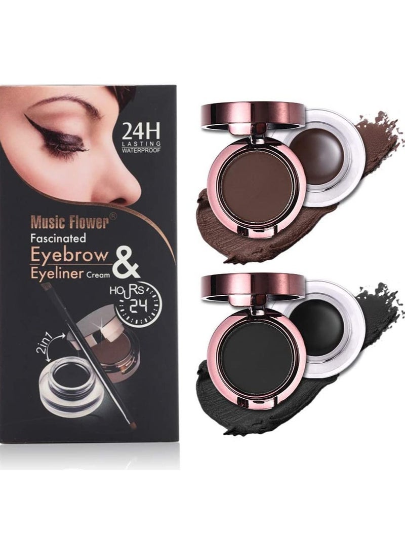 Music Flower Gel Eyeliner and Eyebrow Cream Kit Water-proof  - Image 1