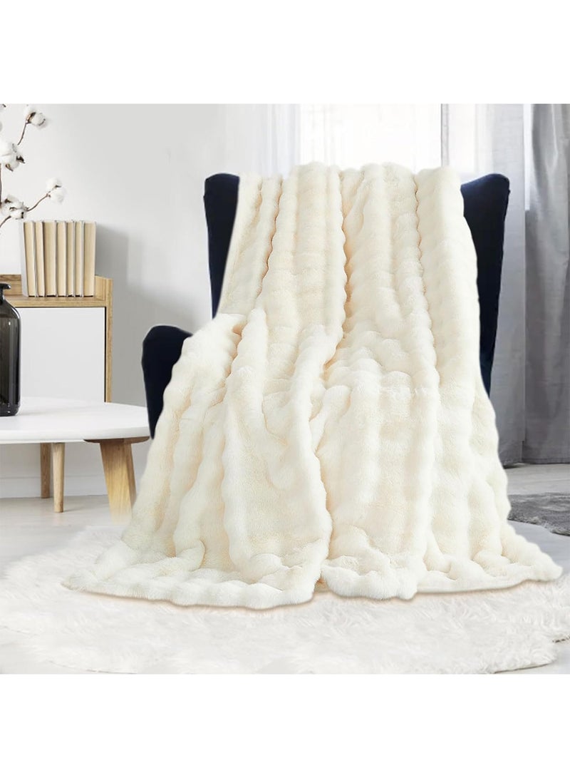 GT-Wheel Luxury Plush Throw Blanket Super Soft Cozy Fuzzy Blanket Faux Rabbit Fur Blanket Lightweight Blanket - Image 1