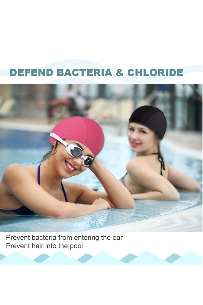 Cuken 3 Pieces Swimming Caps Comfortable Fabric Swimming Hat Premium Quality Stretchable Unisex Polyester Cloth Swimming Cap Lightweight Bathing Caps for Water Sports 3 Colors - Image 4