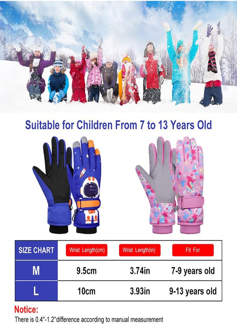SYOSI - Kids Ski Gloves, Waterproof Snowboarding Gloves, Winter Skiing Gloves Thermal Snow Gloves with Adjustable Cuffs, for Children Boys Cycling, Skiing, Skating, Hiking, Kids Winter Gloves - Image 1