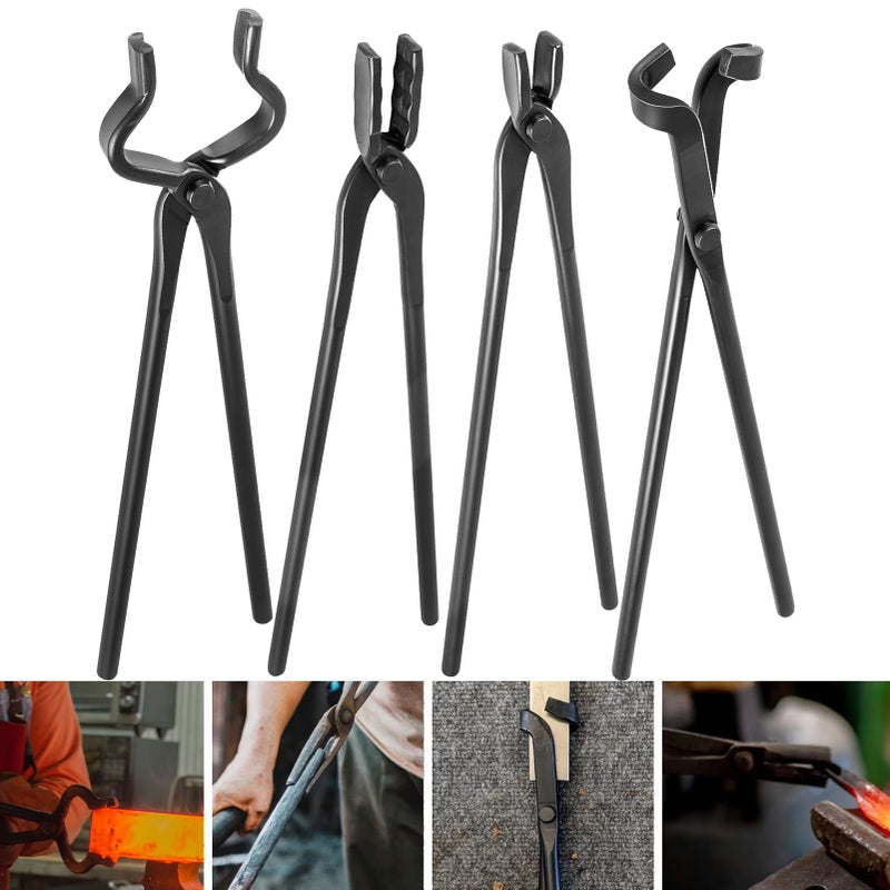 Blacksmith Tongs Set Knife Making Forge Tongs for Bladesmithing  Blacksmithing  4 Tongs Tool Kit