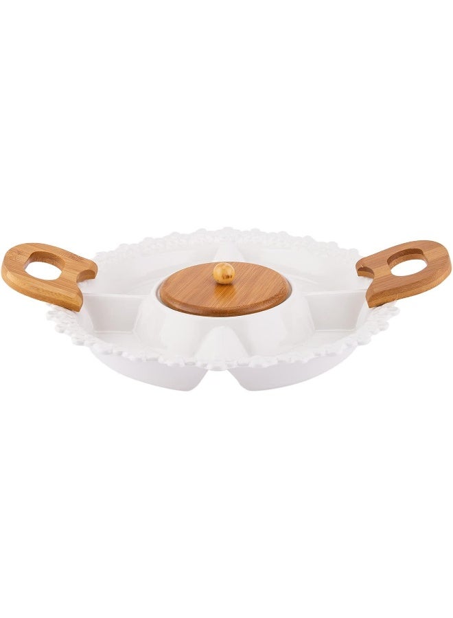 AKDC AKDC Snack Plates W/Bamboo Lid- Premium Quality Snacks Plate With Bamboo Lid From Vogati - Image 1