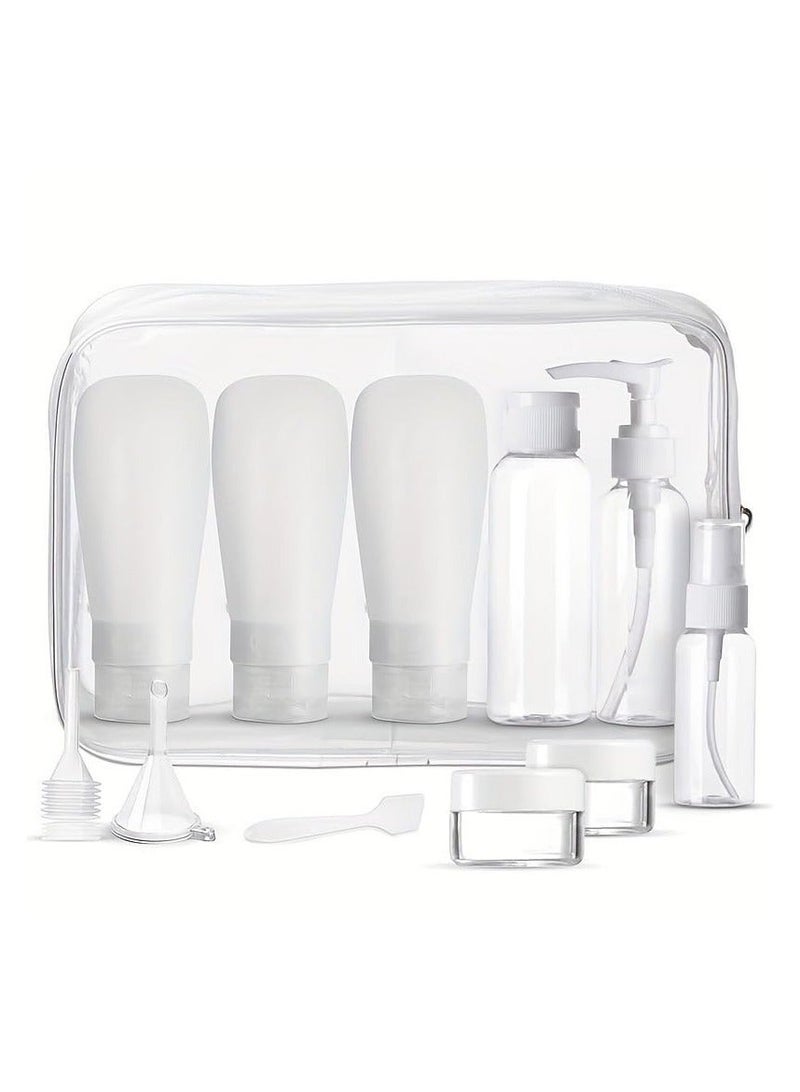 KHAJUL 12Pack Travel Bottles Set, Leak Proof Silicone Squeezable Toiletry Containers, TSA Approved Refillable Accessories Kit for Shampoo, Conditioner, Lotion, Portable Essentials for Family (Transparent White) - Image 2