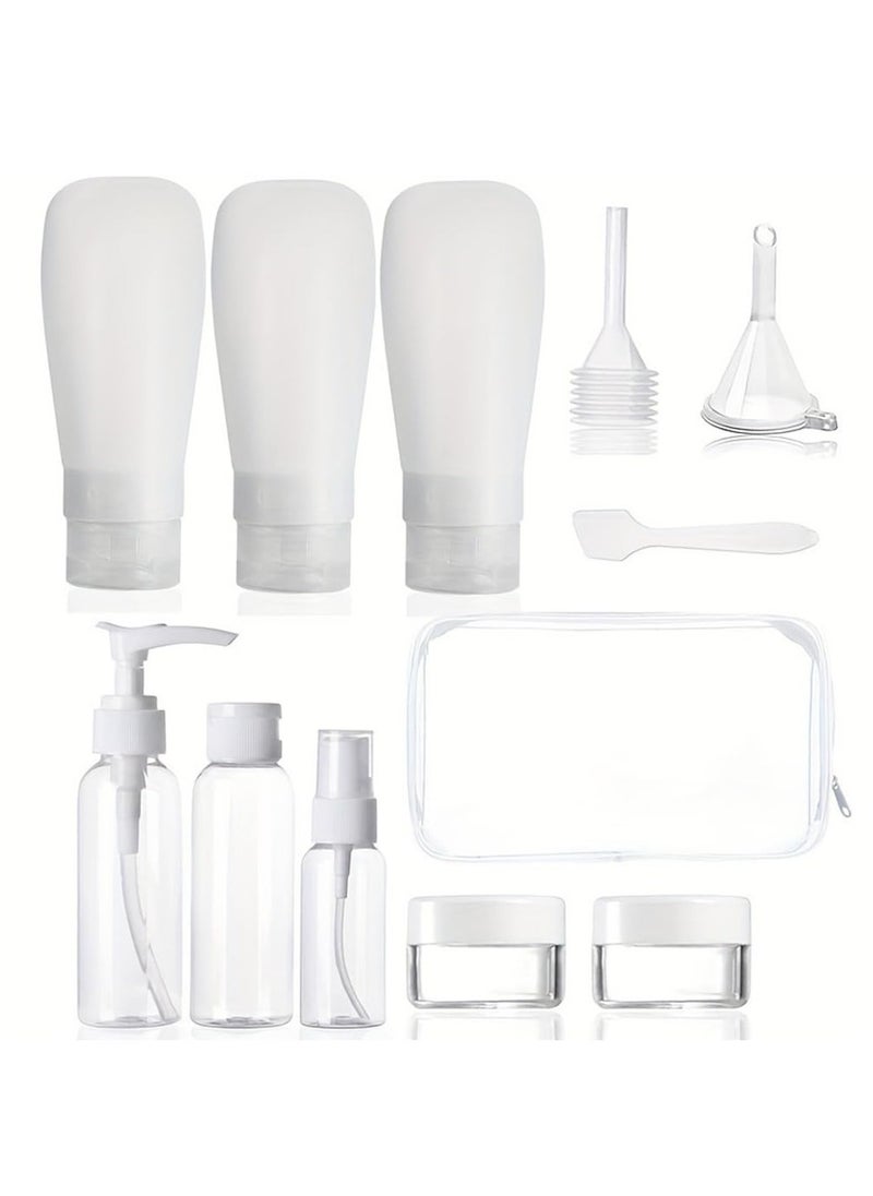 KHAJUL - 12 PCS Travel Bottles for Toiletries, Tsa Approved Travel Size Containers with Travel Bag, Leak Proof BPA Free Squeezable Travel Essentials for Shampoo, Conditioner, Lotion (White) - Image 1