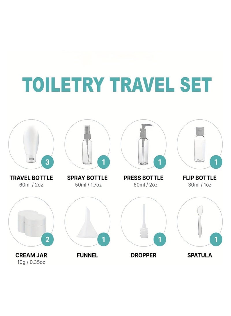 KHAJUL - 12 PCS Travel Bottles for Toiletries, Tsa Approved Travel Size Containers with Travel Bag, Leak Proof BPA Free Squeezable Travel Essentials for Shampoo, Conditioner, Lotion (White) - Image 1