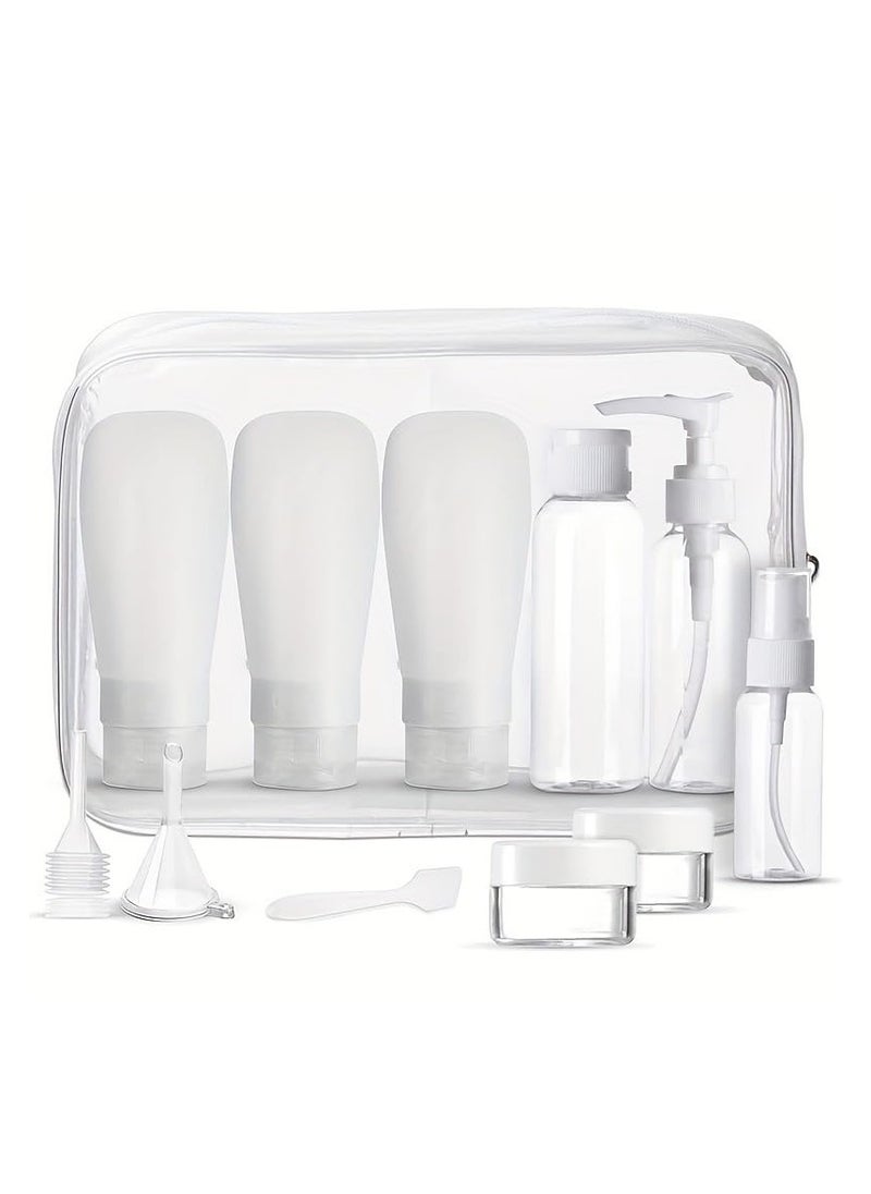 KHAJUL - 12 PCS Travel Bottles for Toiletries, Tsa Approved Travel Size Containers with Travel Bag, Leak Proof BPA Free Squeezable Travel Essentials for Shampoo, Conditioner, Lotion (White) - Image 1