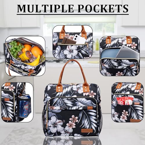 TuErCao Hibiscus Lunch Box for Women Adult Insulated Lunch Bag Ladies Lunch Tote Bag for Work Loncheras para Mujer de Trabajo - Image 2