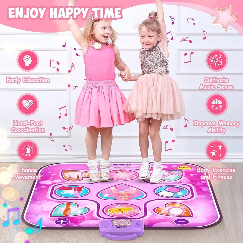 Dance Mat Toys for Kids, Light Up Dancing Toy Music Dance Mat with 6 Game Modes & LED Lights, Music Light Up Dancemat Girls Toys Gifts for 3 4 5 6 7 8 9 10+ Year Old Girls - Image 2