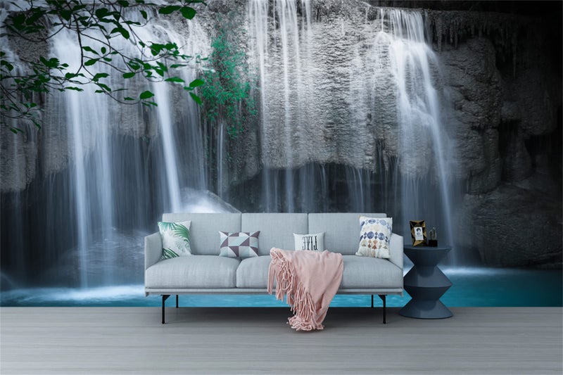 FLFK 3D Flowing Waterfall Landscape SelfAdhesive Wallpaper 1417x984Peel and Stick Wall Murals Large Painting Poster Sticker for Apartment Office Decor