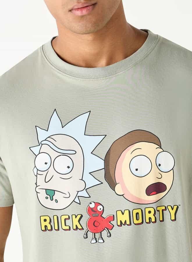 SP Characters Rick and Morty Print Crew Neck T-shirt with Short Sleeves - Image 4