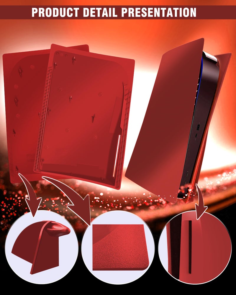 Joso Faceplate for PS5 Disc Edition, Anti-Scratch Dustproof Case Replacement, Cover Skin Fit for PS5 Console (CD-ROM), Plates for PS5 Accessories, Easy Installation - Red - Image 4