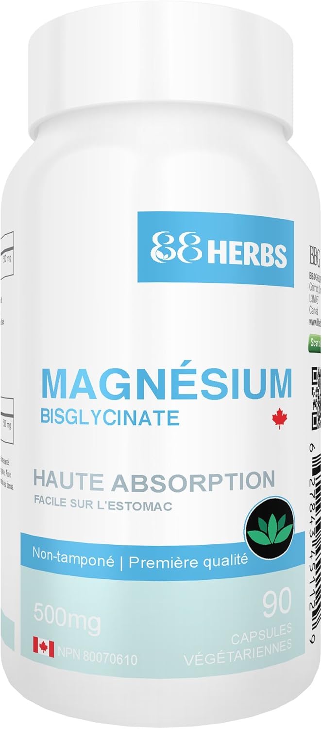88herbs مغنيسيوم بيزغليسينات أعلى امتصاص درجة ممتازة بدون إضافات غير مخفف 90 كبسولة نباتية 500 ملغ مغنيسيوم بيزغليسينات لكل كبسولة 50 ملغ مغنيسيوم عنصري - Image 4