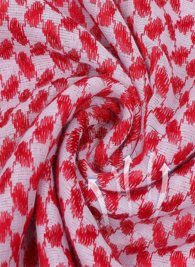 سكارف كوليكشنز وشاح عربي للرجال وشاح رأس عربي إكسسوارات زي عربي أحمر + أبيض 140 سم × 140 سم - Image 3