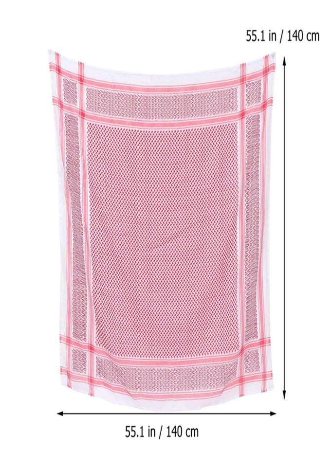 سكارف كوليكشنز وشاح عربي للرجال وشاح رأس عربي إكسسوارات زي عربي أحمر + أبيض 140 سم × 140 سم - Image 5