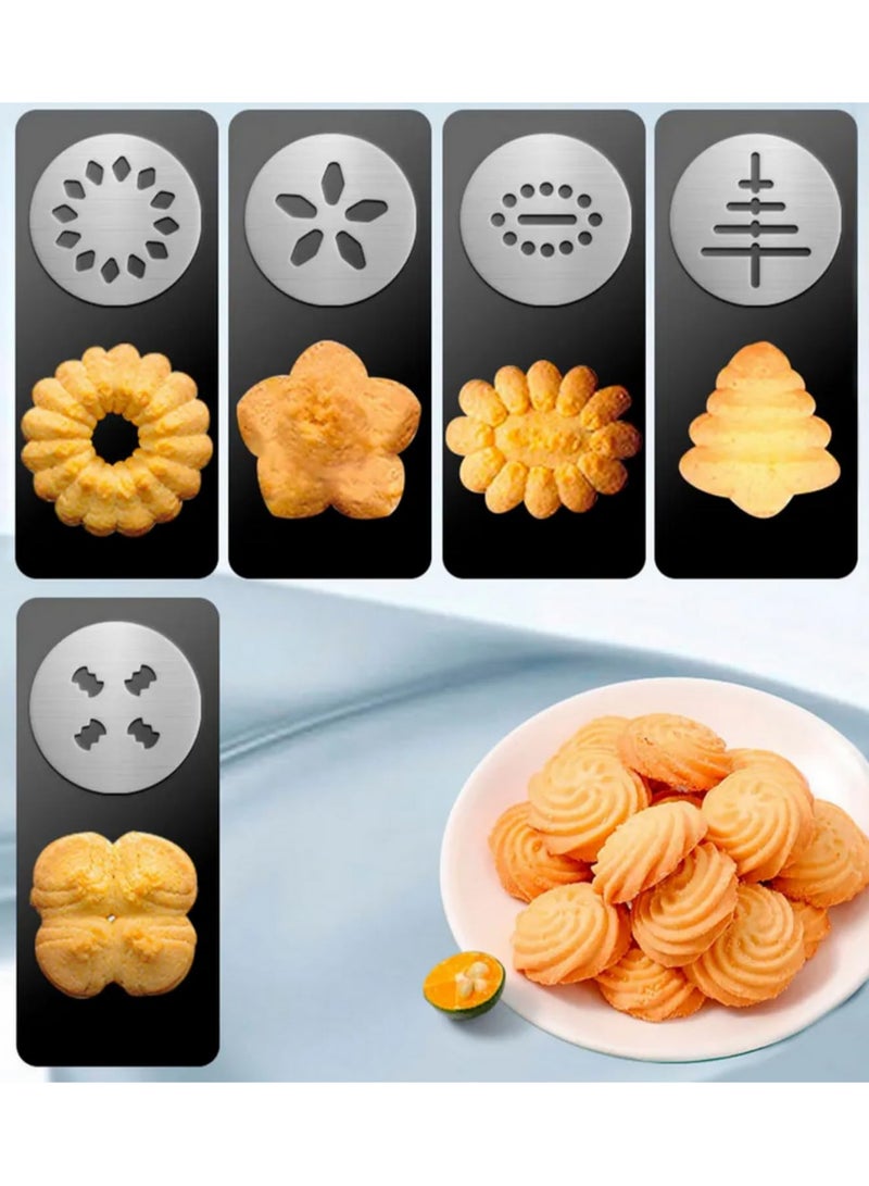 Stainless Steel Cookie Maker Press Kit Manual Churros Maker Machine Cookie Biscuit Press Kit with 8 Pipe Nozzles and 13 Biscuit Discs for Making and Decorating Cookies - Image 4