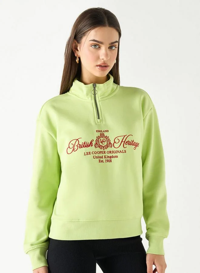 Lee Cooper Printed Sweatshirt with Long Sleeves and Pockets