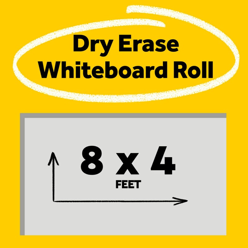 Post It Post-it Dry Erase Whiteboard Film Surface for Walls, Doors, Tables, Chalkboards, Whiteboards, and More, Removable, Stain-Proof, Easy Installation, 8 ft x 4 ft Roll (DEF8X4), Model Number: DEF8x4 - Image 2