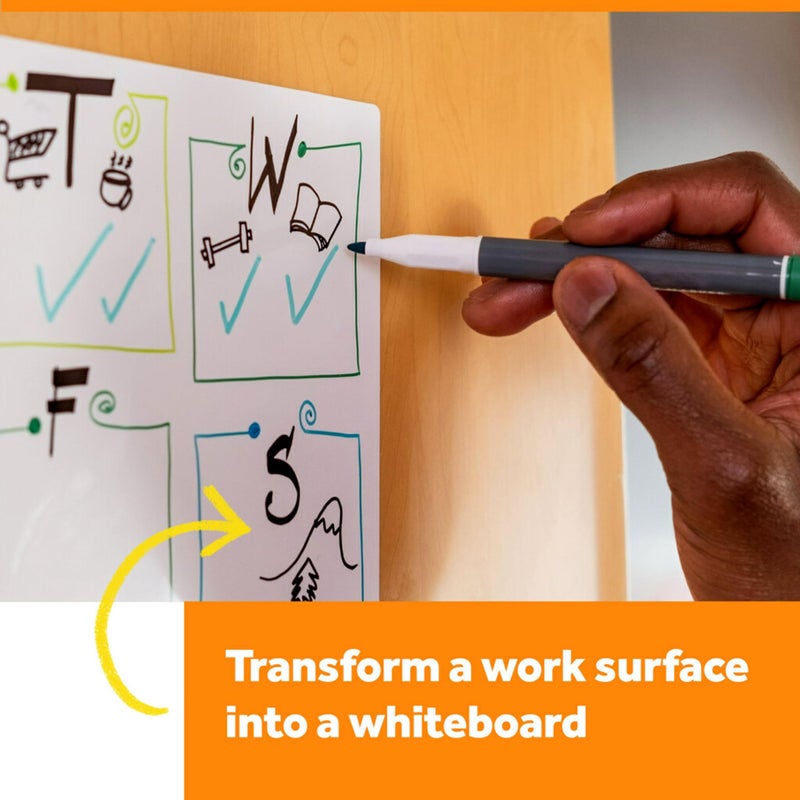 Post It Post-it Dry Erase Whiteboard Film Surface for Walls, Doors, Tables, Chalkboards, Whiteboards, and More, Removable, Stain-Proof, Easy Installation, 8 ft x 4 ft Roll (DEF8X4), Model Number: DEF8x4 - Image 5