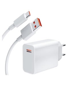 Turbo Fast Charger Supercharge Power Adapter 33W 12V 3A with USB Type-C Cable, Compatible with Android Type-C Devices, High-Quality Portable Charger Easy to Use at Home and Office