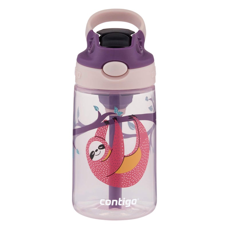 Contigo Contigo Aubrey Kids Cleanable Water Bottle with Silicone Straw and Spill-Proof Lid  Dishwasher Safe  14oz  Sloth  - Image 1