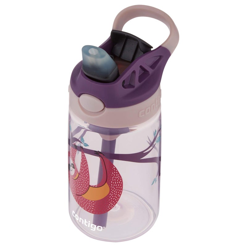 Contigo Contigo Aubrey Kids Cleanable Water Bottle with Silicone Straw and Spill-Proof Lid  Dishwasher Safe  14oz  Sloth  - Image 4
