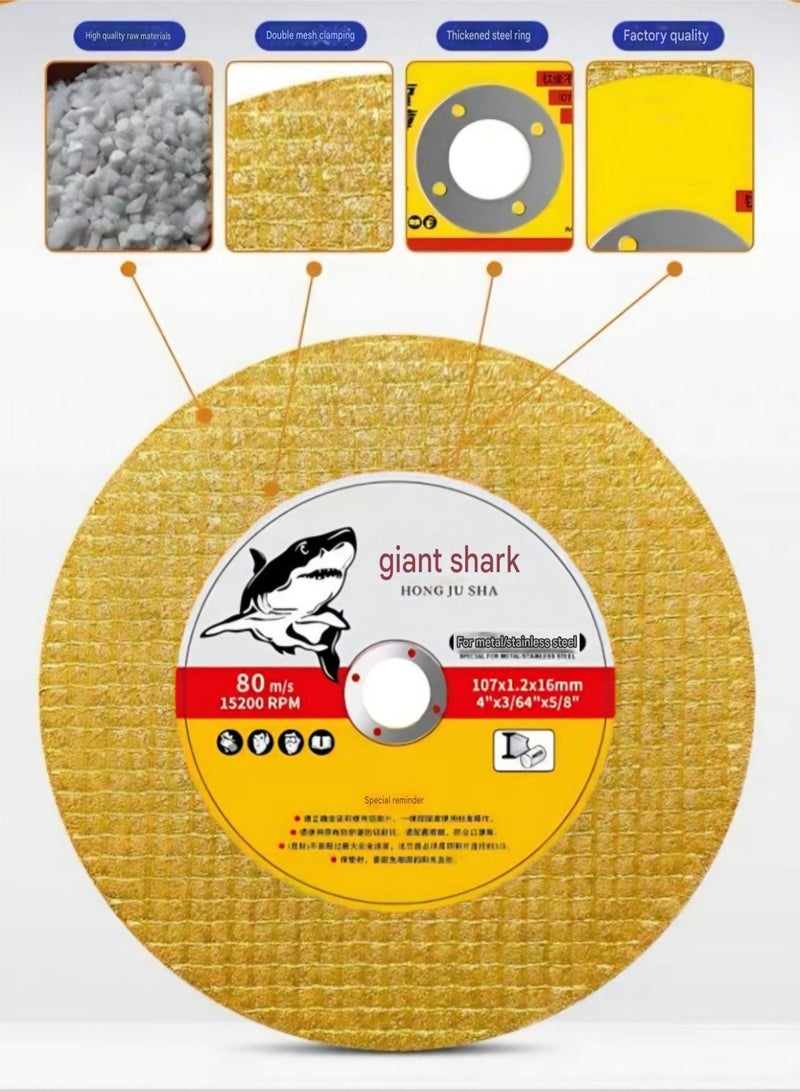 مجموعة أقراص قطع مكونة من 25 قطعة - أقراص قطع معدنية وفولاذية مقاومة للصدأ فائقة الرقة بقطر 107 مم (4 بوصات) - سمك 1.2 مم × قطر 16 مم - شفرات جلاخة زاوية كاشطة صناعية معززة - Image 5