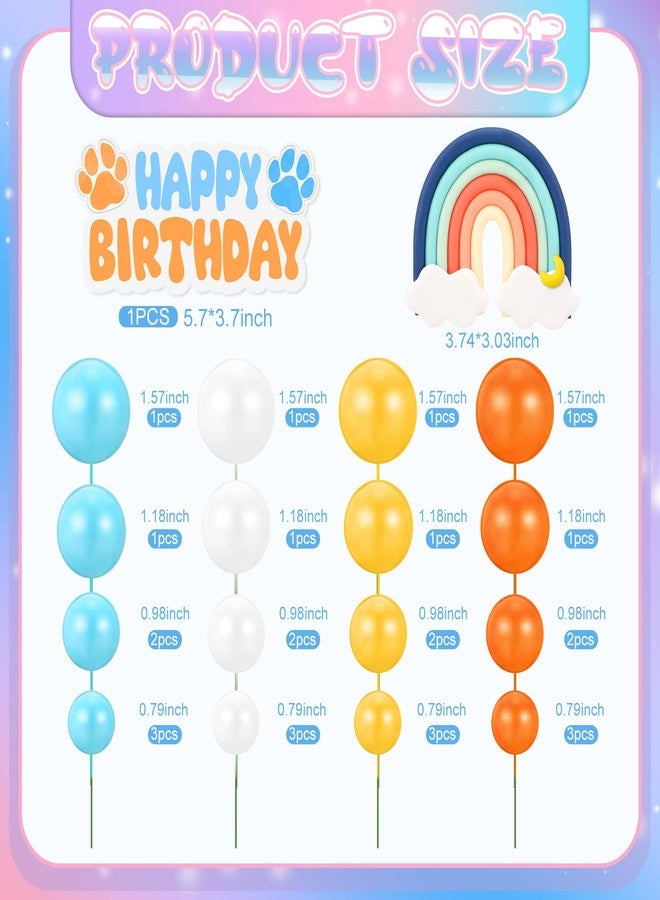 ProSuites 30 Pcs Blue Rainbow Cake Toppers with Blue Orange Ball Happy Birthday Cake Toppers for Birthday Wedding Party Supplies - Image 2