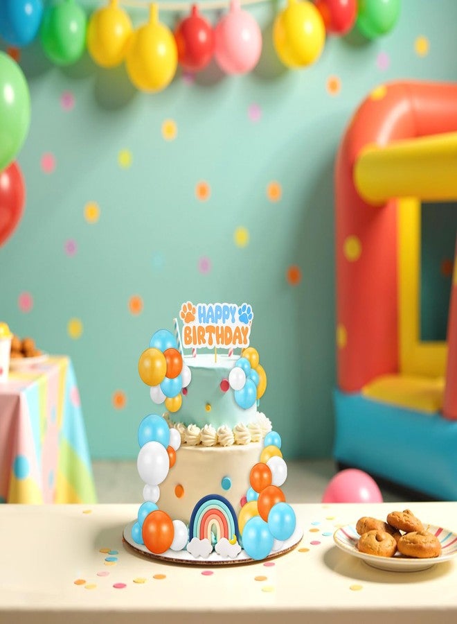 ProSuites 30 Pcs Blue Rainbow Cake Toppers with Blue Orange Ball Happy Birthday Cake Toppers for Birthday Wedding Party Supplies - Image 4
