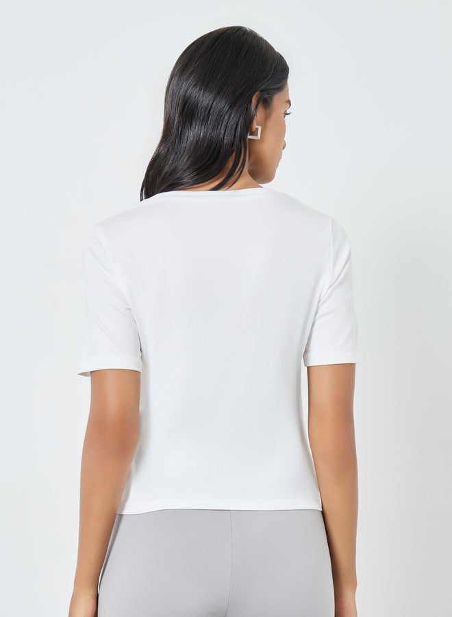 Take Two Women White Printed Round Neck T-Shirt - Image 5