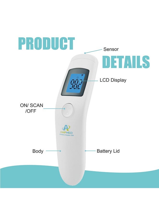 Amplim Non-Contact Forehead Thermometer for Kids and Adults - Touchless Digital Fever Thermometer with Temporal Head Function - No-Touch Baby Thermometer for Accurate Temperature Reading. FSA HSA - Image 2