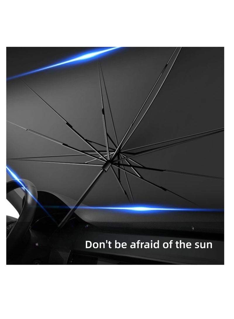 NOVOLAN Car Sunshade Umbrella Car Visor Sunshade Sunshade Telescopic Sunscreen Heat Insulation Front Windshield Car Parasol, Adjustable Angle Stretchable Design Easy to Install Leather Storage - Image 3