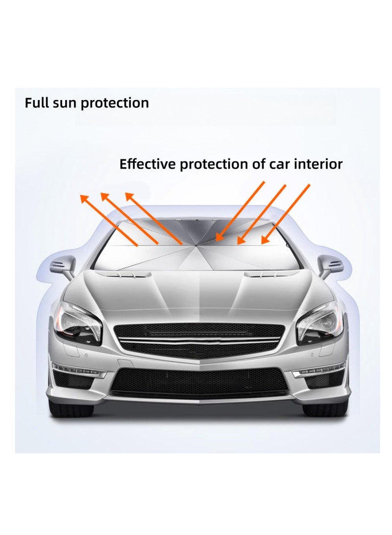 NOVOLAN Car Sunshade Umbrella Car Visor Sunshade Sunshade Telescopic Sunscreen Heat Insulation Front Windshield Car Parasol, Adjustable Angle Stretchable Design Easy to Install Leather Storage - Image 5