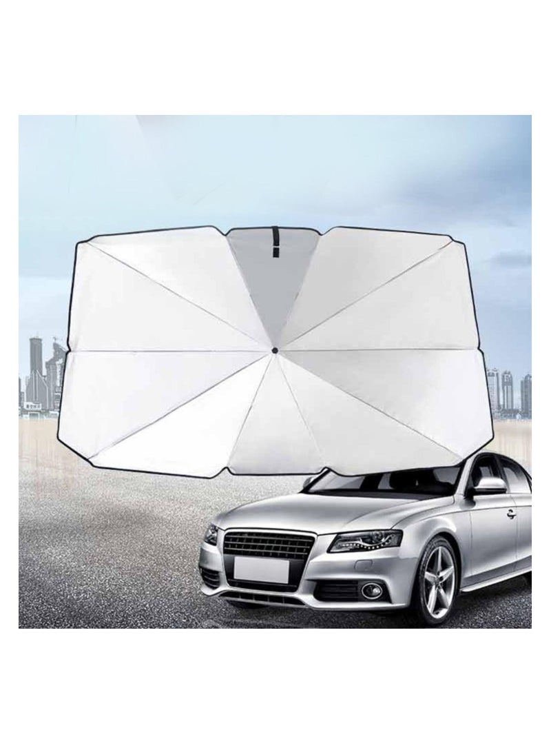 NOVOLAN Car Sunshade Umbrella Car Visor Sunshade Sunshade Telescopic Sunscreen Heat Insulation Front Windshield Car Parasol, Adjustable Angle Stretchable Design Easy to Install Leather Storage - Image 2