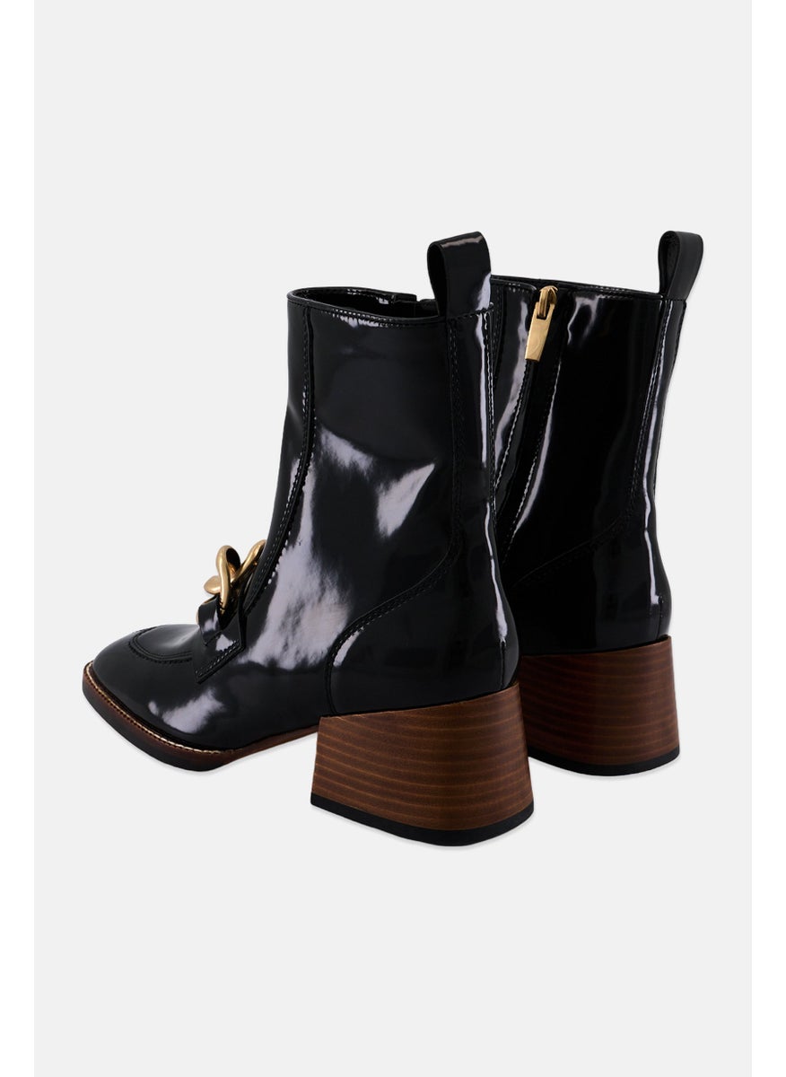 STEVE MADDEN - Women Zip Closure Leather Ankle Boots, Black - Image 1