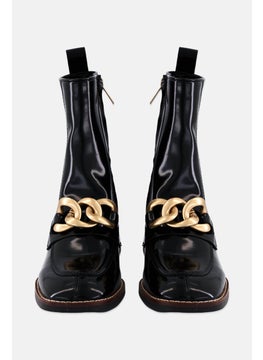STEVE MADDEN Women Zip Closure Leather Ankle Boots, Black  - Image 2