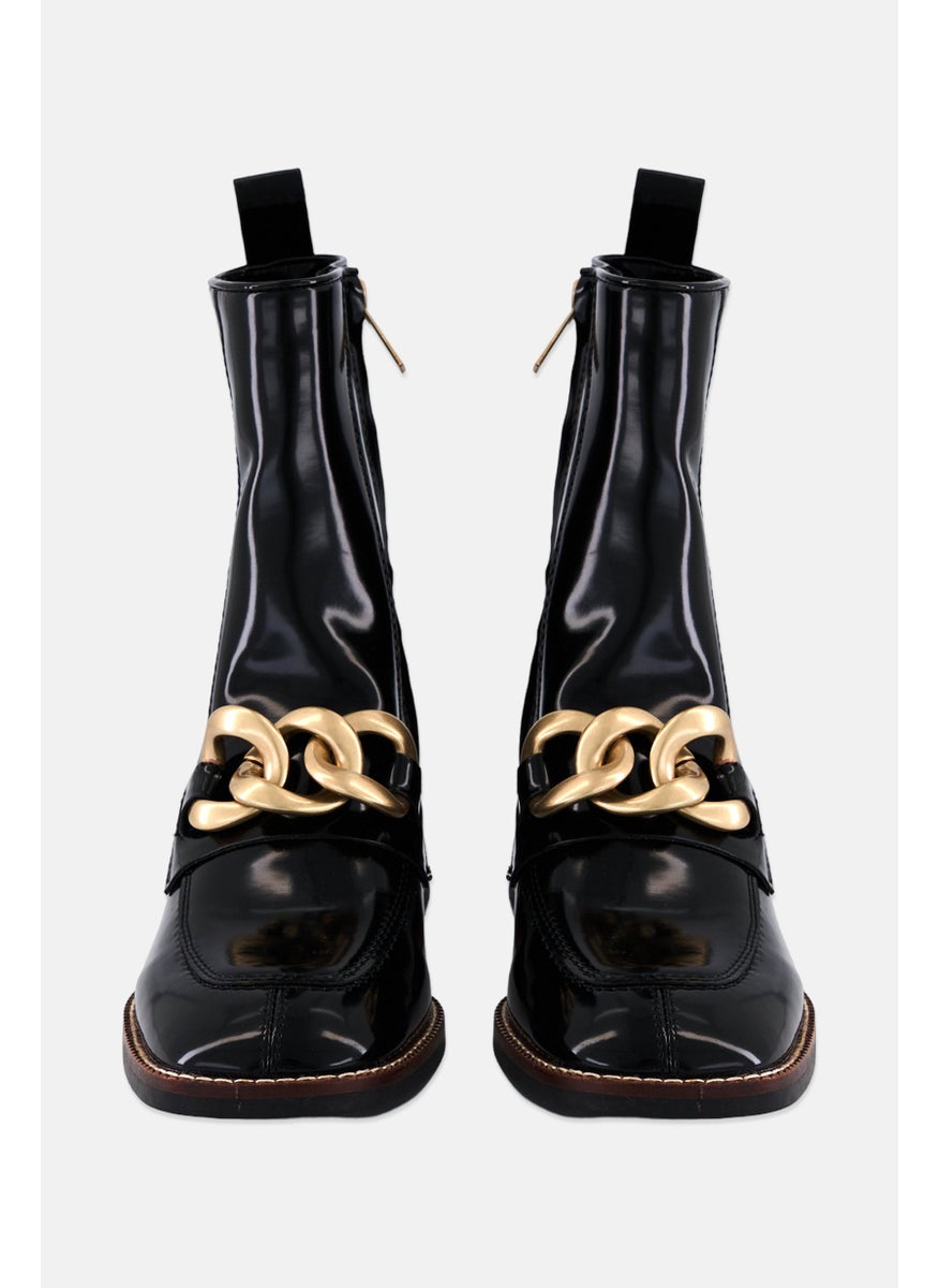 STEVE MADDEN - Women Zip Closure Leather Ankle Boots, Black - Image 1